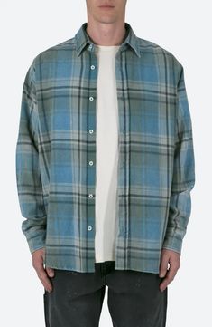 mnml Washed Plaid Button-Up Shirt | Nordstrom Classic Plaid Flannel Shirt With Relaxed Fit, Classic Oversized Button-up Flannel Shirt, Classic Flannel Shirt With Relaxed Fit, Classic Flannel Shirt In Relaxed Fit, Relaxed Fit Cotton Flannel Shirt With Button Closure, Cotton Flannel Shirt With Button Closure And Relaxed Fit, Classic Plaid Shirt For Everyday, Oversized Plaid Cotton Shirt, Plaid Cotton Shirt With Button Closure