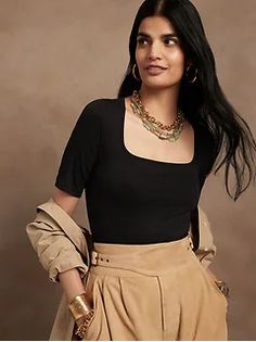 Women's Clothing - Shop New Arrivals | Banana Republic Sewing Quilts, High Fashion Outfits, Clothes Sewing, Outfit Formulas, Top Banana, Square Neck Top, Ribbed Top, Cute Everyday Outfits, The Square