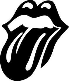 the rolling stones'tongue sticker is shown in black and white on a white background