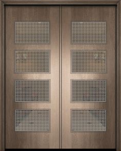 an image of a wooden door with metal grates on the front and side panels