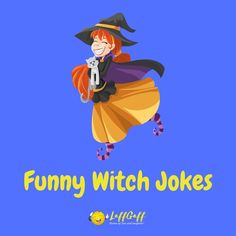 a cartoon witch flying through the air