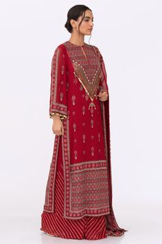 Red chiffon kurta with floral motifs in tribal thread embroidery and tassel sleeves. Paired with striped palazzo and embroidered dupatta.
Components:3
Pattern:Embroidered
Type of Work:Floral
Neckline:Keyhole
Sleeve Length:Long Sleeves
Fabric:Chiffon
Color:Red
Other Details:
Sequin work
Floral motifs
Occasion:Sangeet, Wedding - Aza Fashions Red Embroidered Kaftan For Wedding, Red Embroidered Wedding Kaftan, Red Georgette Salwar Kameez With Dupatta, Red Kaftan With Zari Work For Wedding, Embroidered Anarkali Georgette Kaftan, Embroidered Anarkali Style Georgette Kaftan, Festive Chanderi Kaftan With Intricate Embroidery, Red Sharara With Intricate Embroidery And Straight Kurta, Traditional Georgette Kaftan With Dupatta