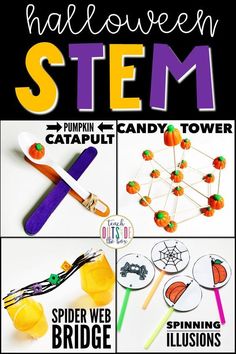 This Halloween STEM package is perfect to engage your little engineers in October! Three STEM challenges are provided and can be completed as stations or in isolation. STEM Challenges are designed to be completed in partners or small groups and include instructions, vocabulary cards, and student recording forms for the following 3 activities: *Pumpkin Catapults, Now includes Pumpkin Catapult Sports with 6 fun extension events! *Candy Towers *Spider Web Bridges, Google Slides notebook included! Pumpkin Catapult, Halloween Stem Challenge, Stem Challenges Elementary, Activities For Elementary Students, Holiday Stem, Kindergarten Stem, Elementary Stem Activities