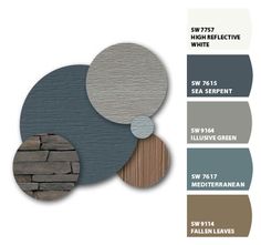 the color scheme for an interior wall with different colors and shapes, including grays, browns