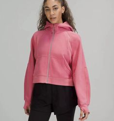 Pink Cropped Hoodie, Lululemon Hoodie, Lululemon Define Jacket, Half Zip Hoodie, Lululemon Scuba, Long Sleeve Workout, Lululemon Jacket, Pink Blossom, Happy Women