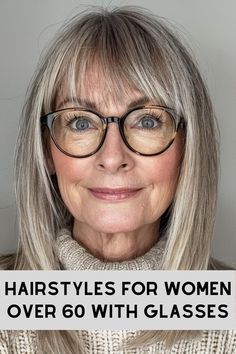 100+ Hairstyles for Women Over 60 with Glasses >>> Bangs that brush the tops of eyeglasses can create a youthful and playful look. This style adds a touch of charm and can frame the face in a flattering way. Click here to check out more elegant hairstyles prove that glasses are the ultimate accessory for women over 60. Straight Hair Framed Face, Long Hair That Frames The Face, Medium Hair With Bangs And Glasses, Eyeglasses For Women Over 60 Gray Hair, Straight Bangs With Glasses, Shoulder Length Hair With Bangs And Glasses, Bangs With Glasses Over 50, Short Bob Hairstyles With Bangs Over 50 Glasses Gray Hair, Straight Bobs For Fine Hair