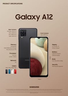 an advertisement for samsung's new smartphone, the galaxy a72 is shown