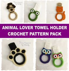 crochet animal lover towel holder pattern pack