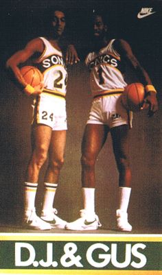 two basketball players standing next to each other with the words d l and gus on them