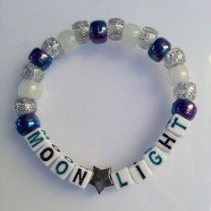 Nocturnal Wonderland Kandi, Blue Kandi Bracelets, Cool Bracelet Ideas With Beads, Kandi With Perler, Bead Bracelet Ideas Words, Kandi Bead Bracelet Ideas, Ideas For Bracelets With Beads, Bracelet Ideas Words, Bead Bracelet Ideas Aesthetic