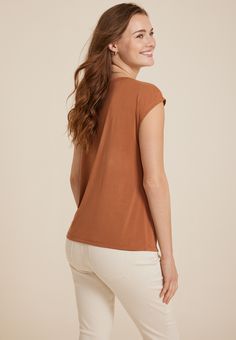 24/7 Pleated Fairhaven Sandwash Tee - Everyday Soft-washed Brown Tops, Everyday Soft-washed Brown Top, Summer Soft-washed Brown Tops, Color Shorts, Dolman Sleeve, Top Shoes, New Shop, Relaxed Fit, How To Wear