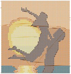 an apple is shown in the middle of a cross - stitch pattern