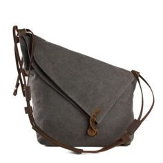 Waxed Canvas Messenger Bag Crossbody Bag Shoulder Bag Satchel Bag 6631 - ROCKCOWLEATHERSTUDIO Stylish Leather Bags, Grey Shoulder Bag, Canvas Leather Bag, Minimalist Bag, Canvas Messenger Bag, Canvas Crossbody Bag, Leather Satchel Bag, Crossbody Bag Women, Leather Bags Handmade