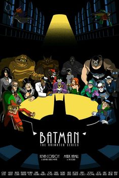 batman the animated movie poster with many characters