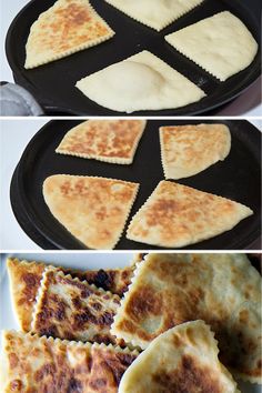 the process of making quesadillas is shown here