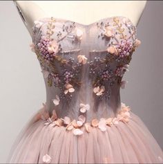 Tulle Prom Dress A Line, Quince Court, Dresses With Flowers, Sweetheart Homecoming Dress, Ball Gown Prom Dresses, Flower Prom Dress, Gown Prom Dresses, Making Flowers, Cheap Homecoming Dresses