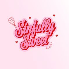 the words swirlly sweet are drawn in red and pink ink on a light pink background