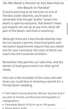 an email message with the text do we need permit to get married on florida?