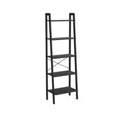 a tall black shelf with three shelves on each side and one section missing from the top