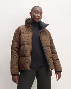 The Re:Down® Puffer Cocoa Moonsplatter – Everlane Cute Tomboy Outfits, Cozy Winter Outfits, Tomboy Outfits, Sleeping Bags, Cozy Winter, Winter Clothes, Zipper Pulls, Puffer Coat, Outerwear Women