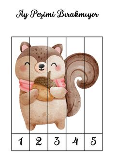 an illustration of a squirrel with a nut in its mouth and numbers on the grid