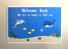 there is a sign that says, welcome back we are so happy to sea you