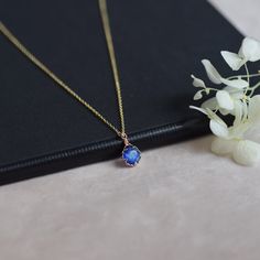 Handmade item Materials: 14k Gold Plated Gemstone: Kyanite  Jewelry type: Necklace Style:  Minimalist Description *Necklace Length : 14inches/16inches/18inches/20inches *Pendant Dimensions : 8mmX8mm Round/ 7mmX9mm Oval *Chain Thickness : 1.3mm 🌻Tips on Caring for Jewelry: - If you want your jewelry to look new at all times please take jewelry off before showering. - Please keep it away from chemicals, water, and high temperature, it can be too harsh for your stone. - Store it well. A ring box or airtight ziplock bag is the perfect place to keep them. Do not hesitate to contact me with any doubts, I will be happy to help you!  : ) CHECK MORE JEWELRY https://www.etsy.com/shop/CaitlinsJewelryHouse?ref=seller-platform-mcnav Thank you for visiting my shop! Round Crystal Necklace With Delicate Chain For Gift, Delicate Round Crystal Necklaces For Gift, Delicate Round Crystal Necklace For Gift, Gift Crystal Necklace With Delicate Chain, Handmade Sapphire Crystal Necklaces As Gift, Handmade Sapphire Crystal Necklace For Gift, Handmade Sapphire Crystal Necklace Gift, Minimalist Sapphire Birthstone Necklace For Gift, Sapphire Pendant Crystal Necklace For Gift