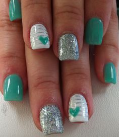 Mail Acrylic Designs, Gel Manicure Short Nails Valentines, Short Square Gel Nail Designs Summer, Gel Nail Designs Pedicure, Valentine Western Nails, Summer Nails With Accent Nail, Gorgeous Nails Short, Fun Spring Nails Acrylic, Teal Gel Nail Designs