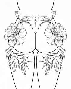 Bum Tattoo Women, Bum Tattoo, Hip Thigh Tattoos, Tattoos For Black Skin, Dope Tattoos For Women, Stomach Tattoos, Tattoo Design Book, Spine Tattoos, Black Ink Tattoos