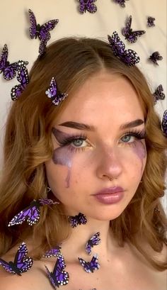 Butterfly Makeup Inspiration, Fairy Halloween Makeup Looks, Fairy Rave Makeup, The Power Of Makeup, Summer Fairy Makeup, Butterfly Fairy Makeup, Fairy Wing Makeup, 1975 Nails, Fairy Makeup Ideas Halloween