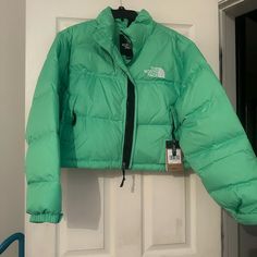 Brand New With Tags Green Northface Jacket Size Xl Green Long Sleeve Puffer Jacket For Outdoor, Fitted Green Outerwear For Outdoor Activities, Casual Long Sleeve Puffer Jacket By The North Face, The North Face Long Sleeve Puffer Jacket For Winter, The North Face Long Sleeve Winter Puffer Jacket, Green Hooded The North Face Outerwear, The North Face Long Sleeve Puffer Jacket With Pockets, The North Face Puffer Jacket With Pockets, The North Face Long Sleeve Puffer Jacket For Outdoor