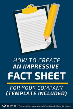 a poster with the words how to create an impressive fact sheet for your company template included