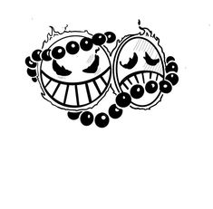 two black and white circles with faces drawn on them