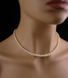 "Perfect for a wedding, these have a rich soft white color to them and have an 14kt white gold clasp with a diamond center. A beautiful estate piece. The largest pearl is almost 1/3\". See all SEVEN photos for more measurements. 2-1-19" Gold Pearl Choker, Soft White Color, June Birthday, Clasp Necklace, 30th Anniversary, Pearl Choker, Gold Pearl, Soft White, Vintage 1950s