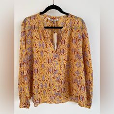 Zara Blouse Join Life Collection Brand New With Tags Size Xxl Approx Measurements: Underarms Across: 26 3/4” (68 Cm) Length From Shoulder Down: 26” (67 Cm) Sleeve: 24.5” (63 Cm) 100% Cotton Zara V-neck Printed Tops, Yellow Long Sleeve Printed Top, Bohemian Printed Tops For Daywear, Yellow Bohemian Blouse For Daywear, Multicolor Long Sleeve Tops For Daywear, Zara Bohemian Long Sleeve Tops, Fall Printed Split Neck Blouse, Zara Long Sleeve Blouse For Daywear, Yellow Printed Tops For Work