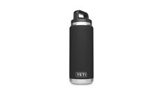 the yeti stainless steel water bottle is shown in black and silver, with an insulated lid