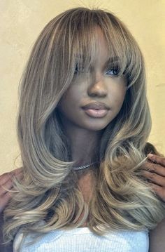 Black Women Hairstyles Blonde, Winter Weave Hairstyles Black Women, Long Blonde Bob Black Women, Cute Low Maintenance Hairstyles, Ash Brown Wig Black Women, Balayage Hair Blonde With Bangs, Dusty Blonde Hair On Black Women, Ash Blonde On Black Women, Trendy Hair 2024