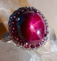 13x10 mm.!!natural 6 rays star ruby and red garnet 925 silver sterling ring size 5 3/4 Star Ruby Ring, Star Ruby, Ruby Ring, Red Garnet, Sterling Ring, Rings Statement, Favorite Jewelry, Garnet, Statement Rings