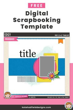 the free digital scrapbooking template is available for purchase