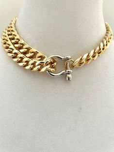 Gold Miami Cuban Chain Necklace-Thick Chunky Chain-Double Layer Cuban - Vanessadesigns4u Gilded Cage, Tusk Pendant, Cuban Chain Necklace, Beautiful Gold Necklaces, Gifts For My Girlfriend, Friend Girlfriend, Bold Jewelry, Miami Cuban, Layered Chains