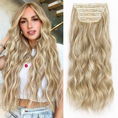 PRICES MAY VARY. ❤【More Volume】--At 190g 20 inches,Each pack includes: 2 pieces of 5 inches wide 2 clips in wefts; 1 piece of 6 inches wide 3 clips in weft; 1 piece of 7 inches wide 4 clips in weft.(This weight is within people tolerance.If you feel it’s too heavy.You can reduce the number of pieces you wear.Or you can trim the length to reduce the weight). ❤【How to care】--Unlike your own hair, hair extensions may become tangled without nutrients. Use a detangling spray, or take a spray bottle a Below Shoulder Length Hair, Wavy Extensions, Detangling Spray, Body Wave Hair Extensions, Beach Blonde, Hair For Women, Detangler Spray, Synthetic Hair Extensions, Body Wave Hair