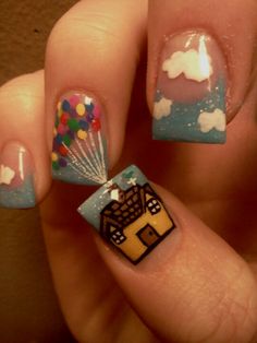 The movie up!! nails by Jen Anniversary Nails, Up Movie, Cute Nail Polish, Super Cute Nails, Diva Nails, Beautiful Nail Designs