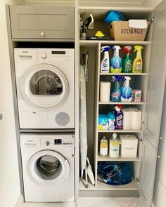 an image of a washer and dryer in a closet