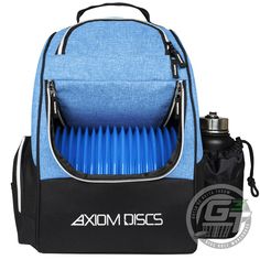 Axiom Shuttle Backpack Disc Golf Bag Disc Golf Bag, Train Theme, Pocket Storage, Backpack Style, Golf Bag, Disc Golf, Heather Blue, Golf Bags, Side Pocket