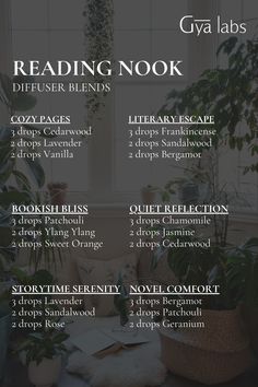 Transform your reading nook into a sanctuary of calm with our diffuser blends. Create the perfect atmosphere for losing yourself in a good book. 📚✨ #ReadingNook  #GyaLabs #UpliftYourEveryday #essentialoils #summerseason #amazing #soulwisdom  #summer  #summervibes #abundance #abundancemindset #miracles #blessings #inspiration #NaturalCare #HealthyLiving #EssentialOils #woman Essential Oil Perfume Blends, Scent Blends, Losing Yourself, Perfume Recipes