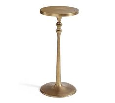 a gold metal table with a wooden top on a white background in the style of art deco