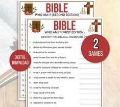 the bible printable game with two games for kids to play on their own computer