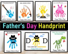 father's day handprints are displayed on the wall