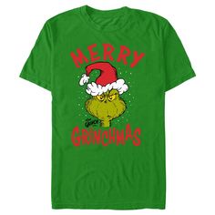 Welcome to the fantastical world of Dr. Seuss! This Christmas Day celebrate the beloved childhood classic books and movies from every generation with fun new officially licensed apparel for the entire family! This Men's Dr. Seuss Merry Grinchmas Graphic T-Shirt features a portrait of Grinch showing off his angry glare framed by the phrase: "Merry Grinchmas" in red lettering across the front. Get ready for the rhyming and whimsy of Seussville with these classic tees today! Grinch Merry Christmas, Merry Christmas Graphic, Dr Seuss Grinch, Dr Seuss The Grinch, Merry Grinchmas, Christmas Graphic, Graphic Tee Design, Christmas Men, The Grinch