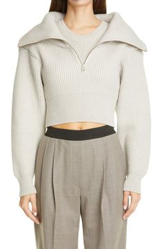 Oversized Collar, Cropped Pullover, Crop Sweater, Colour Beige, Favorite Sweater, Casual Winter Outfits, Grey Women, Winter Casual